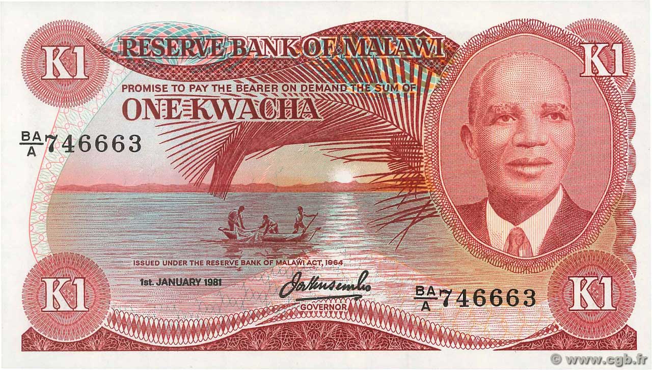 1 Kwacha MALAWI  1981 P.14d UNC