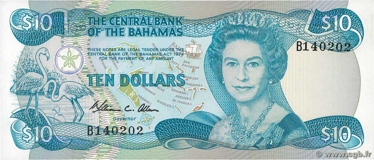 10 Dollars BAHAMAS  1984 P.46a pr.NEUF
