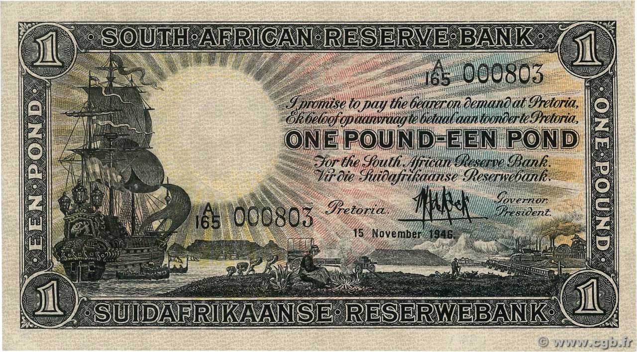 1 Pound SOUTH AFRICA  1946 P.084f XF