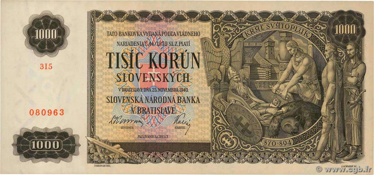 1000 Korun ESLOVAQUIA  1940 P.13a SC