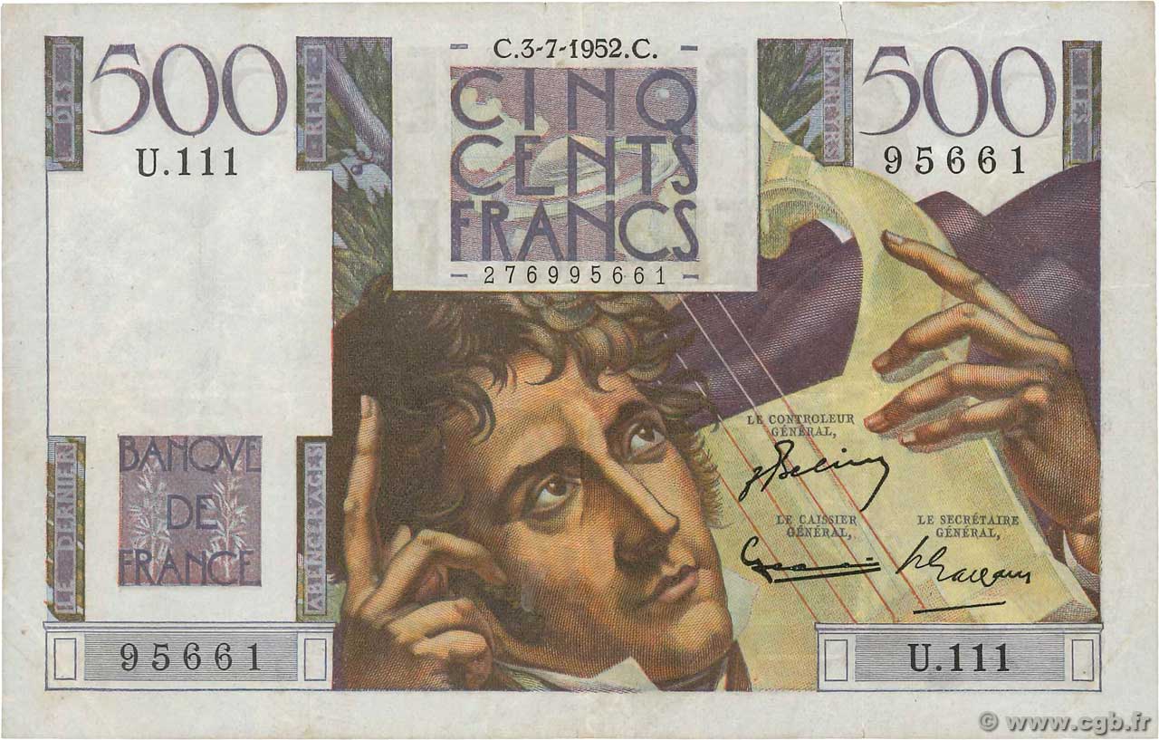 500 Francs CHATEAUBRIAND FRANCE  1952 F.34.09 TB+