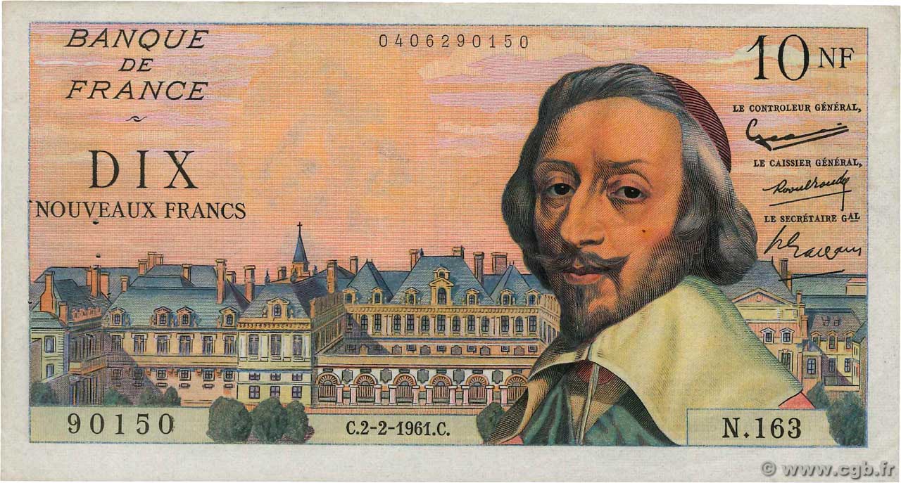10 Nouveaux Francs RICHELIEU FRANCE  1961 F.57.14 TTB