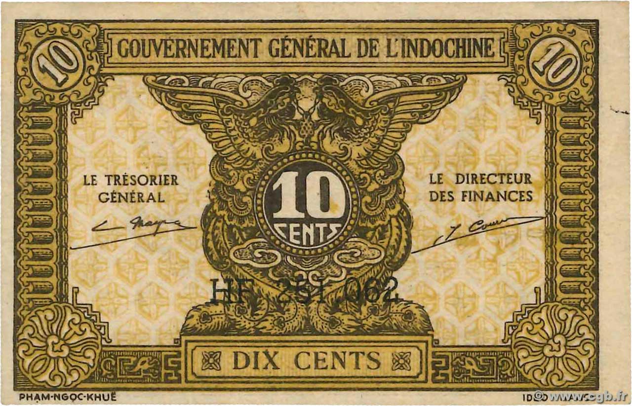 10 Cents INDOCHINE FRANÇAISE  1942 P.089a SUP