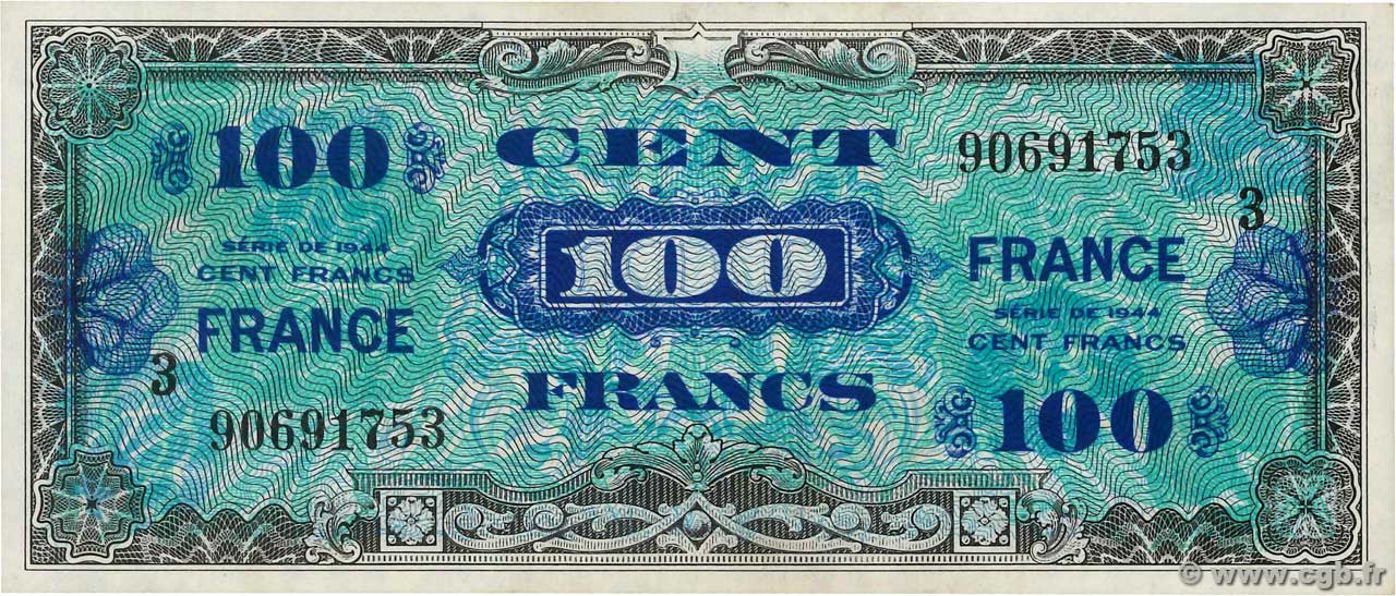100 Francs FRANCE FRANKREICH  1945 VF.25.03 fST