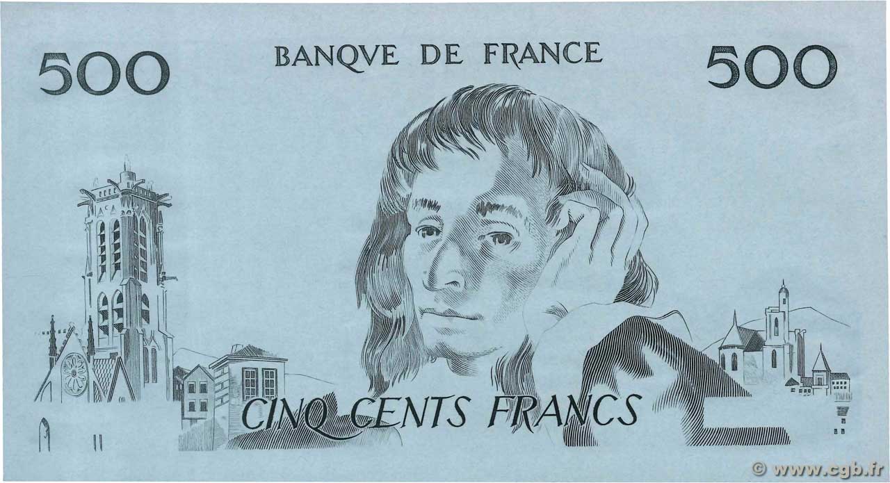 500 Francs PASCAL Épreuve FRANKREICH  1968 F.71.00Ec VZ