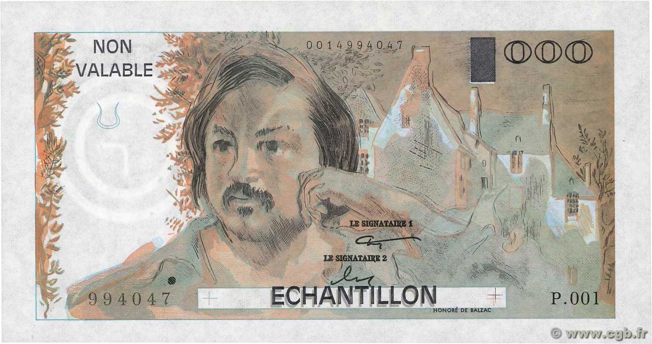 0 Francs BALZAC échantillon Échantillon FRANCE  1980 EC.1980.01 NEUF