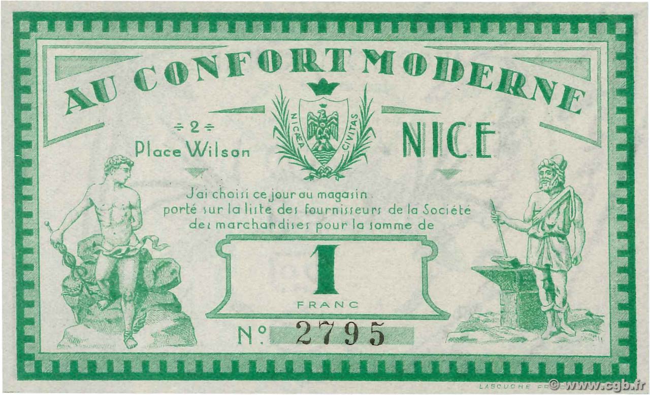 1 Franc FRANCE régionalisme et divers Nice 1930  NEUF