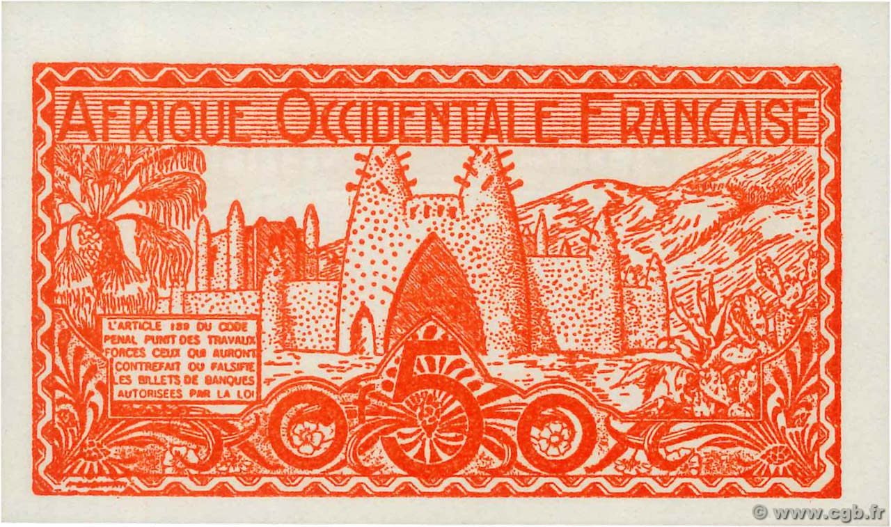 0,50 Franc FRENCH WEST AFRICA  1944 P.33a FDC