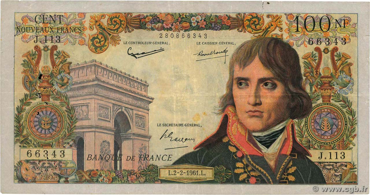 100 Nouveaux Francs BONAPARTE FRANCE  1961 F.59.10 pr.TB