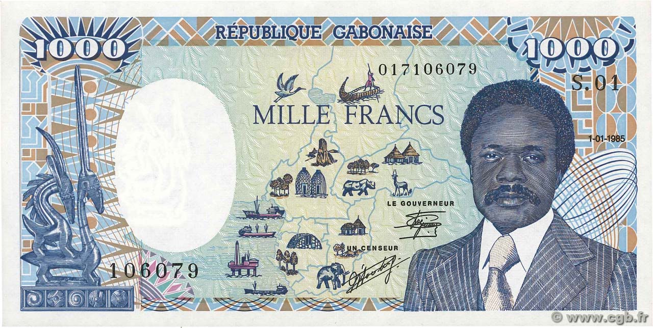 1000 Francs GABON  1985 P.09 UNC-