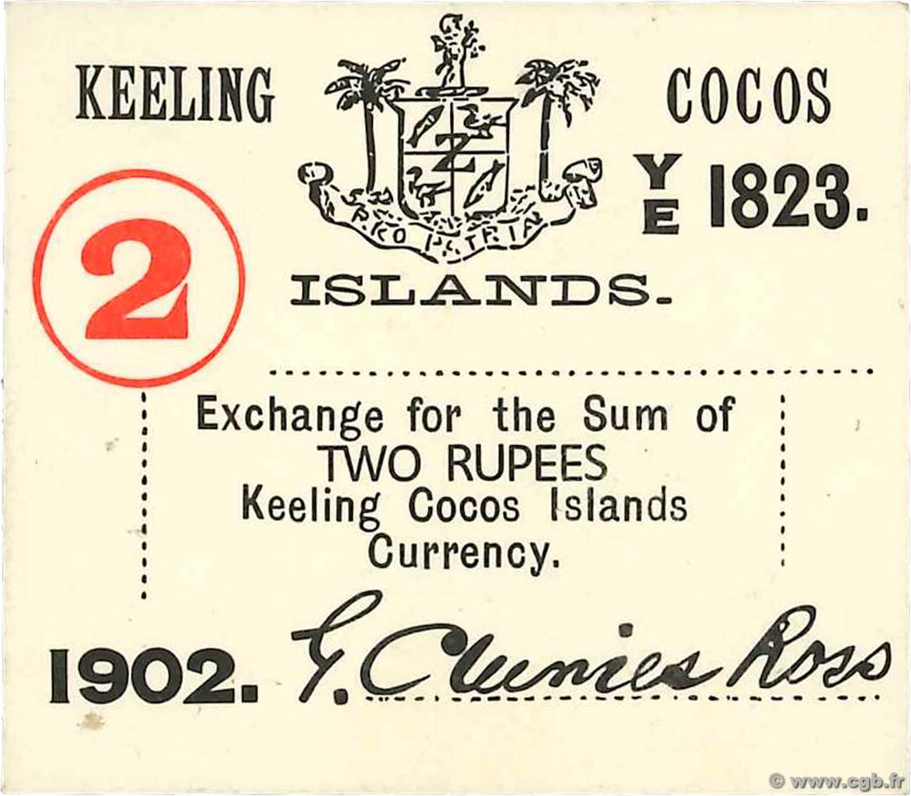 2 Rupee ÎLES KEELING COCOS  1902 PS.127 SPL