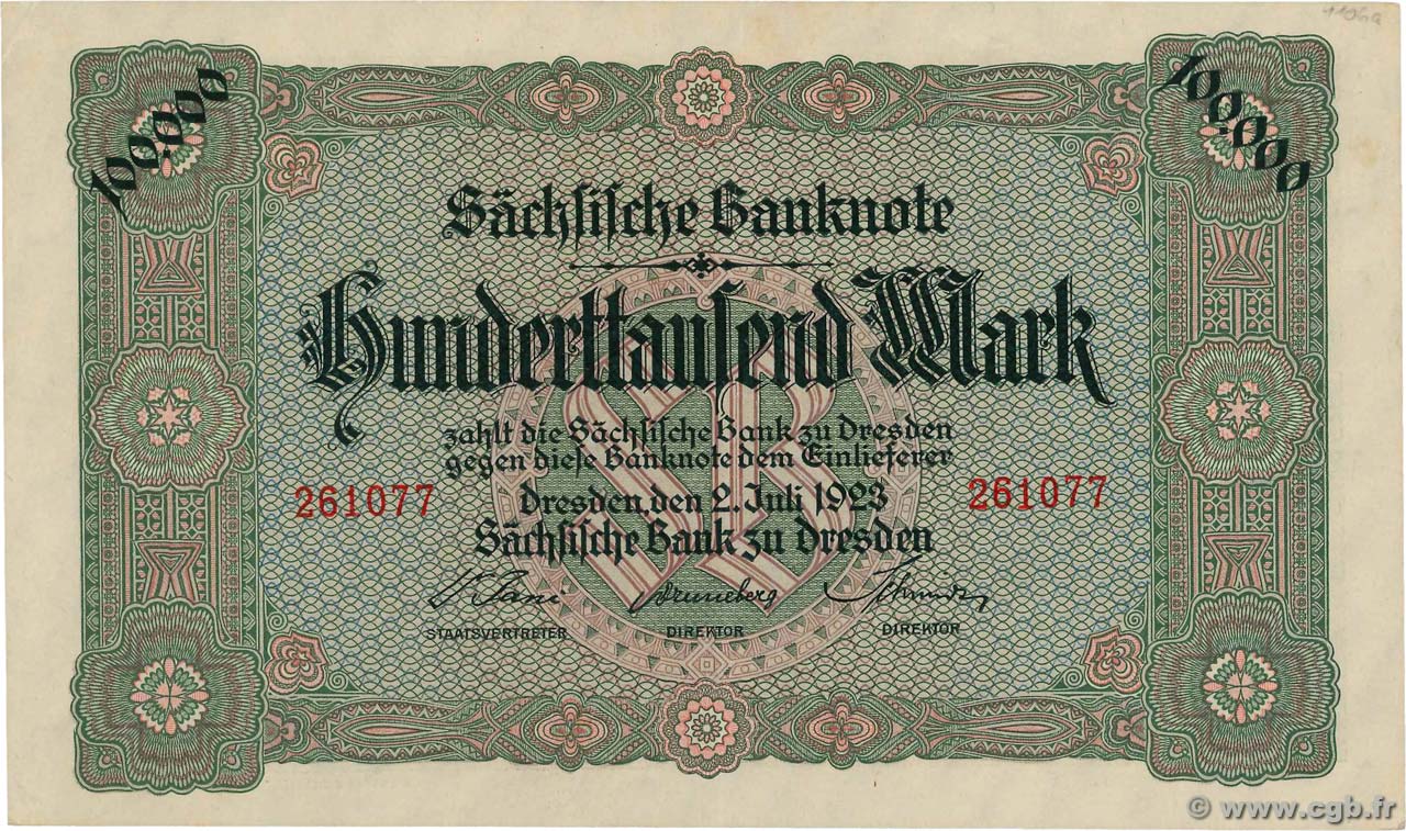 100000 Mark ALEMANIA Dresden 1923 PS.0960 EBC+