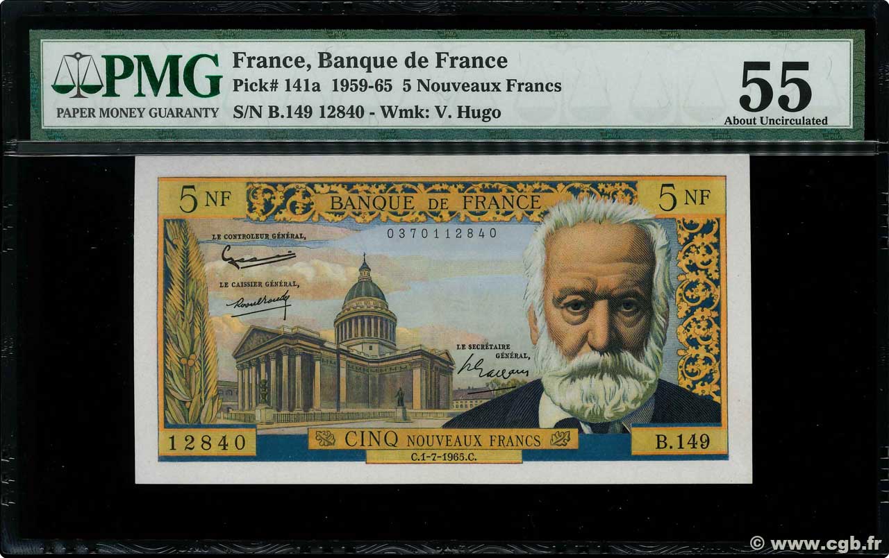 5 Nouveaux Francs VICTOR HUGO FRANCE  1965 F.56.19 pr.SPL