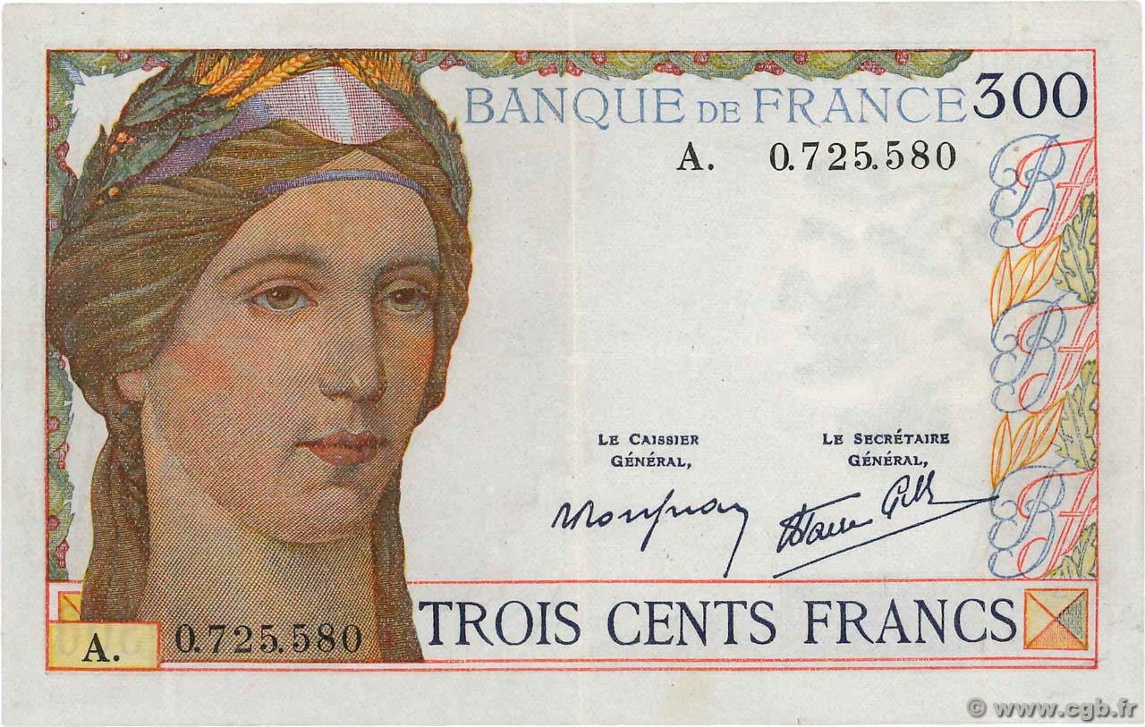 300 Francs FRANCE  1938 F.29.01 pr.SUP