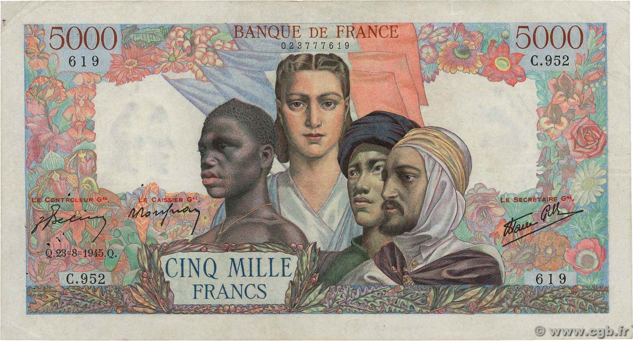 5000 Francs EMPIRE FRANÇAIS FRANCIA  1945 F.47.40 MBC