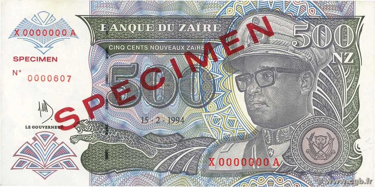 500 Nouveaux Zaïres ZAÏRE  1994 P.63a pr.NEUF