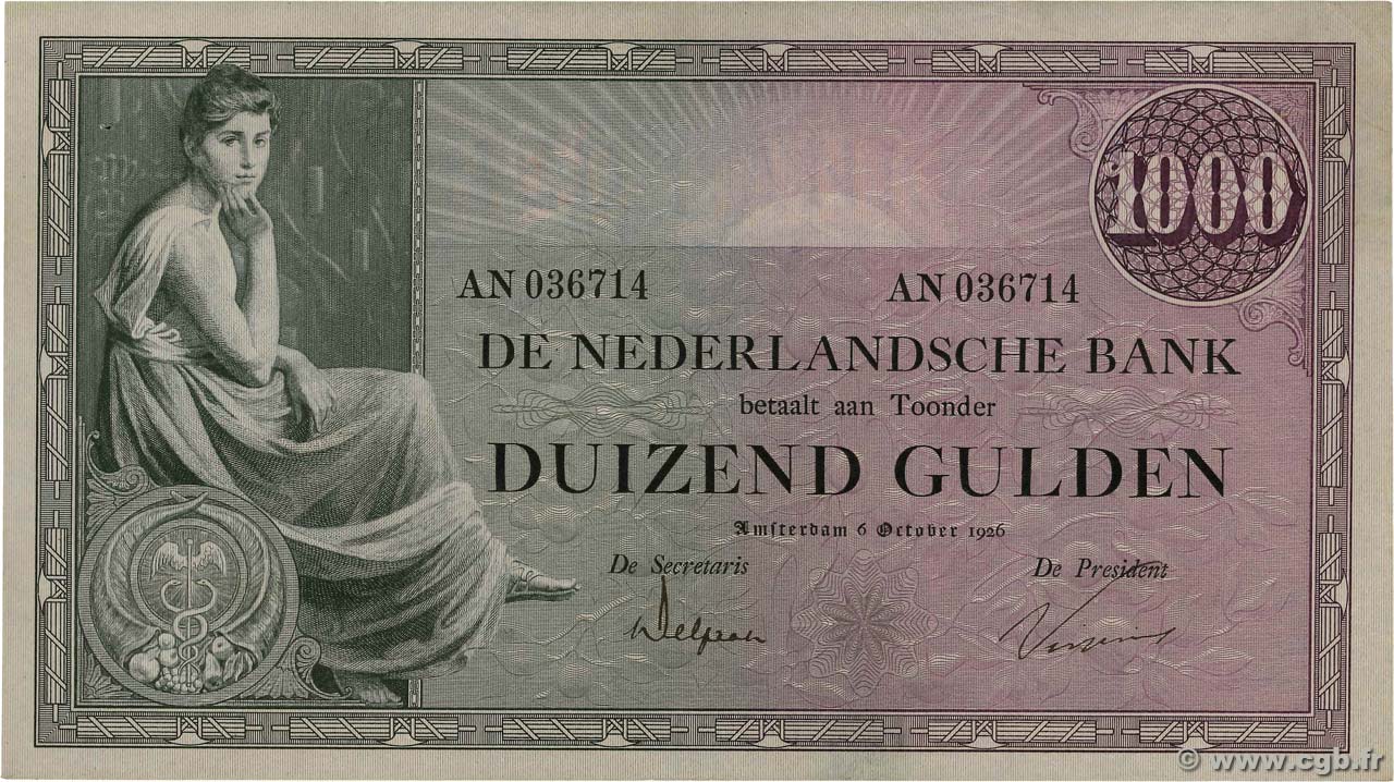 1000 Gulden PAYS-BAS  1926 P.048 TTB