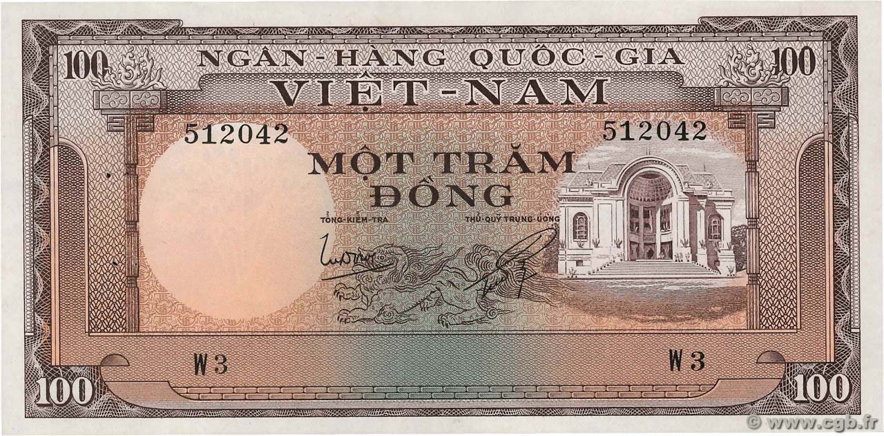 100 Dong SOUTH VIETNAM  1966 P.18a VF