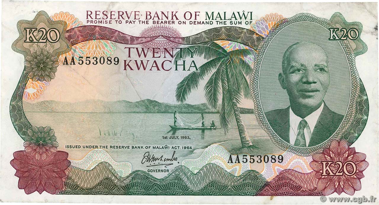 20 Kwacha MALAWI  1983 P.17a SS