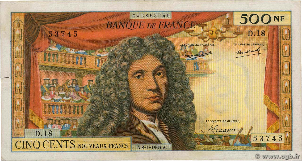500 Nouveaux Francs MOLIÈRE FRANKREICH  1965 F.60.08 fSS