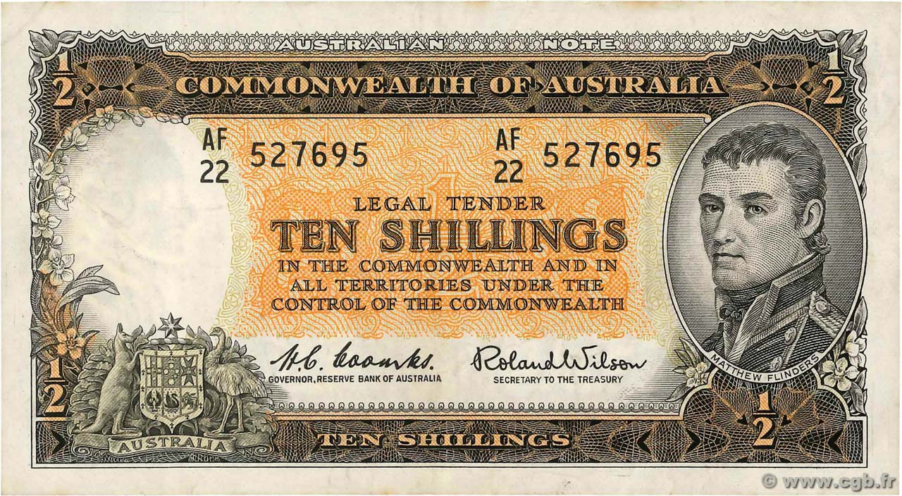 10 Shillings AUSTRALIA  1961 P.33a VF