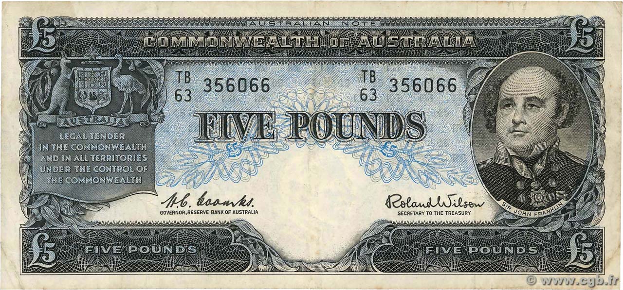 5 Pounds AUSTRALIA  1961 P.35a MBC