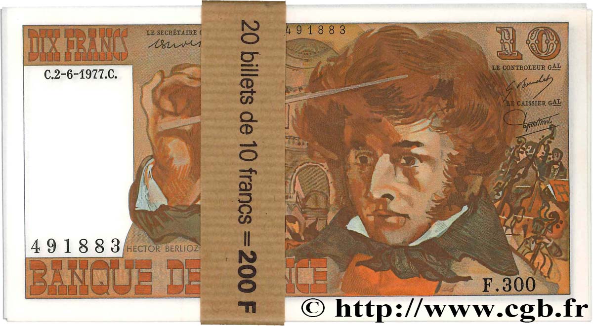 10 Francs BERLIOZ Liasse FRANCE  1977 F.63.22 NEUF