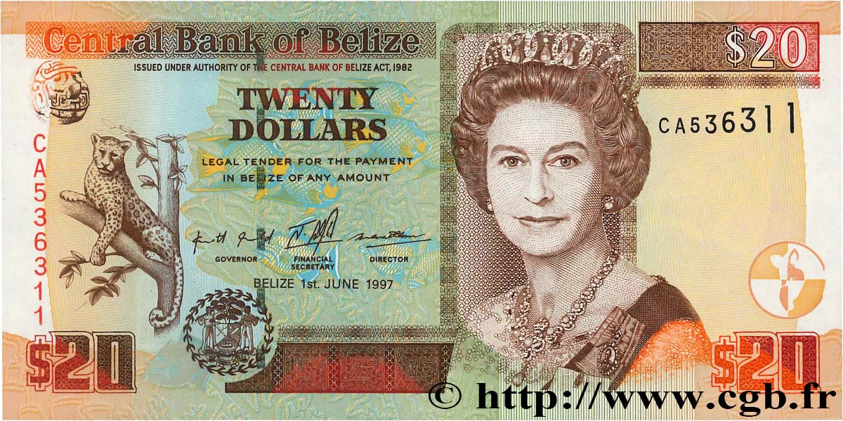 20 Dollars BELIZE  1997 P.63a UNC