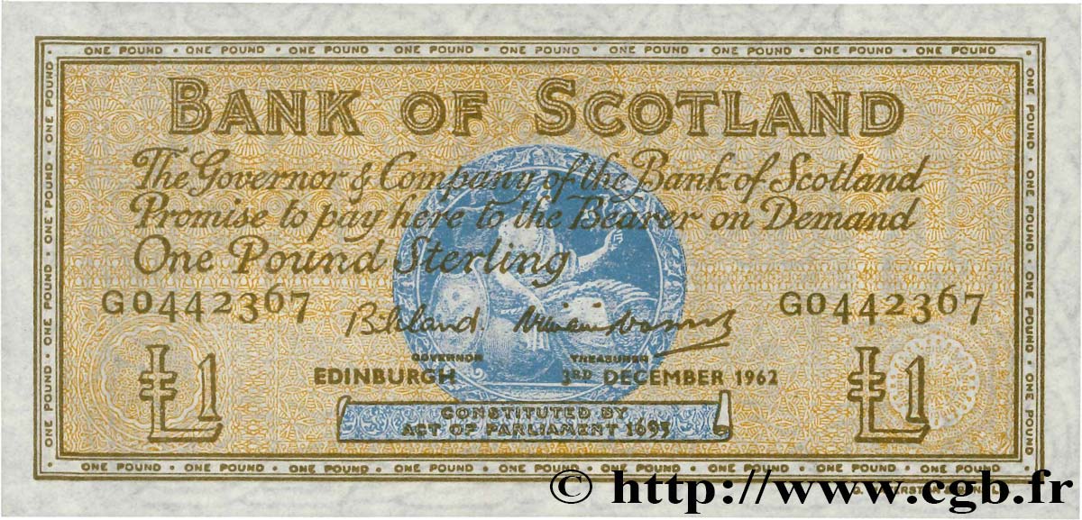 1 Pound SCOTLAND  1962 P.102a UNC