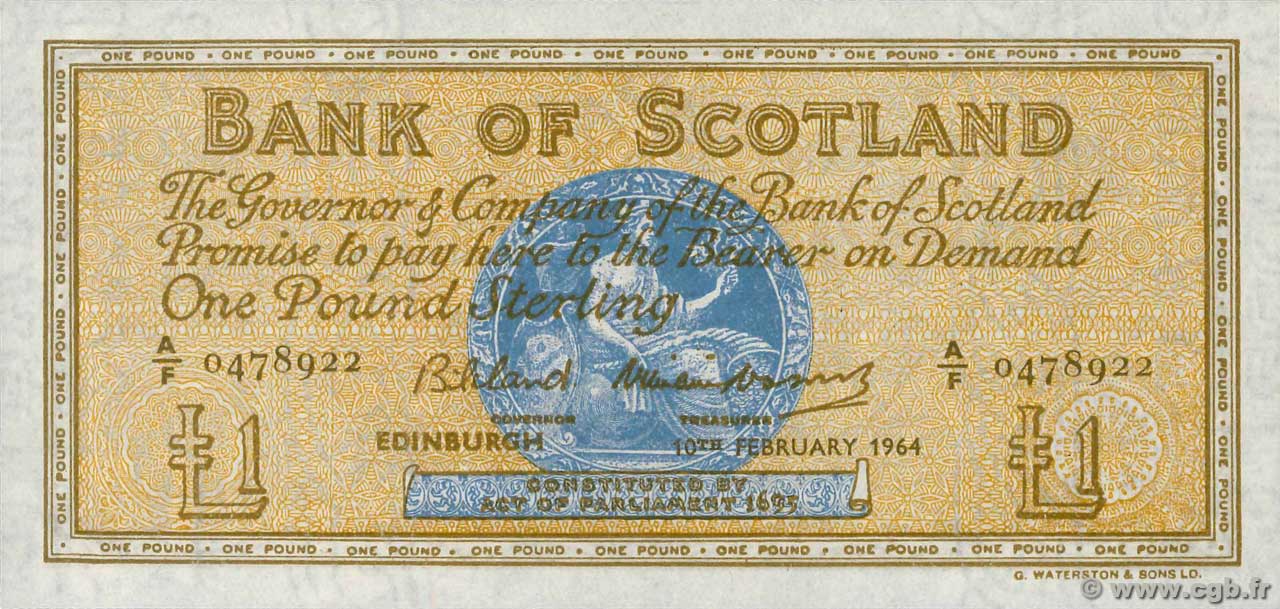 1 Pound SCOTLAND  1964 P.102a ST