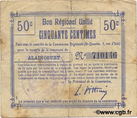 50 Centimes FRANCE regionalism and various  1916 JP.02-0016.BRU VF