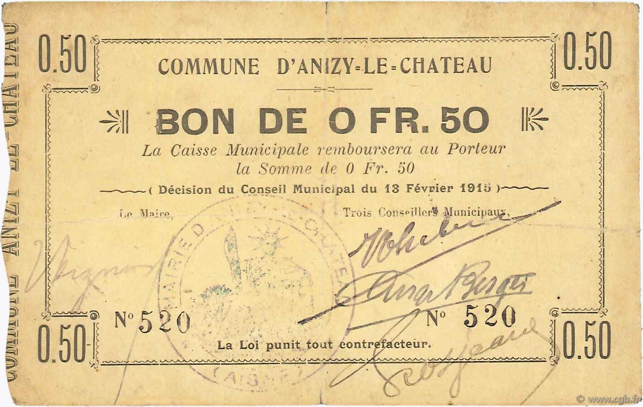 50 Centimes FRANCE regionalismo y varios  1915 JP.02-0027 MBC+