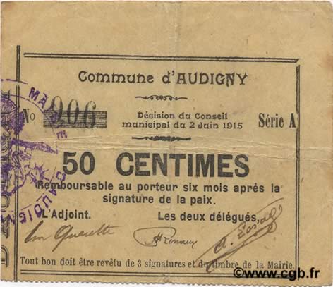 50 Centimes FRANCE regionalism and miscellaneous  1915 JP.02-0088 VF