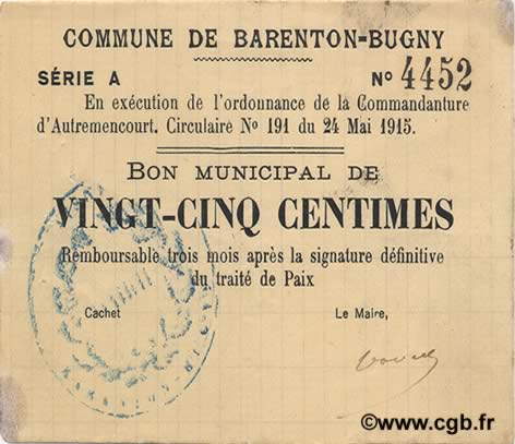 25 Centimes FRANCE Regionalismus und verschiedenen  1915 JP.02-0101 fVZ