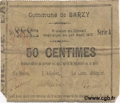 50 Centimes FRANCE regionalismo e varie  1915 JP.02-0122 MB
