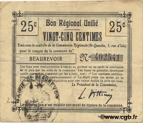 25 Centimes FRANCE regionalism and miscellaneous  1916 JP.02-0154.BRU F+