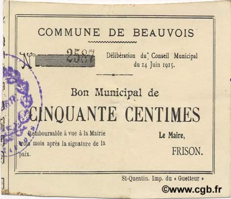 50 Centimes FRANCE regionalismo e varie  1915 JP.02-0160 AU