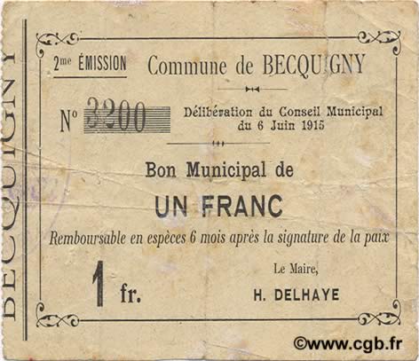 1 Franc FRANCE regionalismo e varie  1915 JP.02-0171 BB