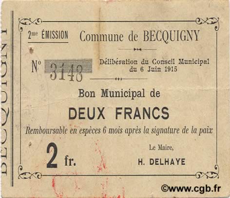2 Francs FRANCE regionalismo y varios  1915 JP.02-0172 MBC
