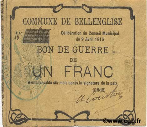 1 Franc FRANCE regionalismo y varios  1915 JP.02-0177 MBC