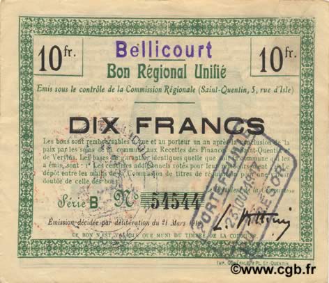 10 Francs FRANCE regionalism and miscellaneous  1916 JP.02-0201.BRU VF+