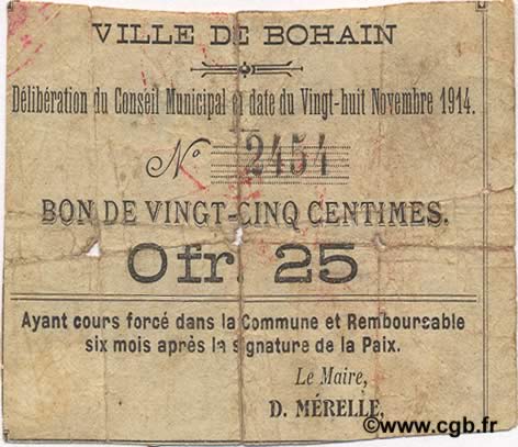 25 Centimes FRANCE regionalismo e varie  1914 JP.02-0246 B