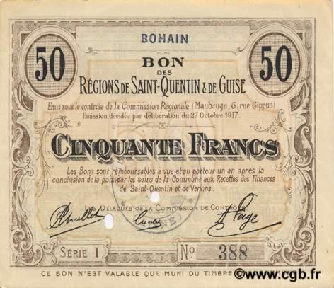 50 Francs FRANCE regionalismo y varios  1917 JP.02-0286.SQG EBC+
