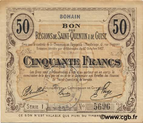 50 Francs FRANCE regionalismo y varios  1917 JP.02-0286.SQG EBC