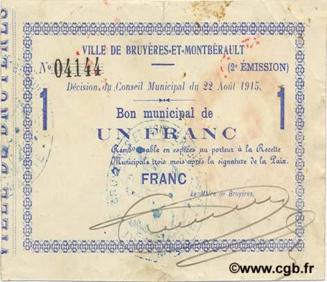 1 Franc FRANCE regionalism and various  1915 JP.02-0378 VF