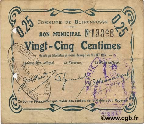 25 Centimes FRANCE regionalismo e varie  1915 JP.02-0379 BB
