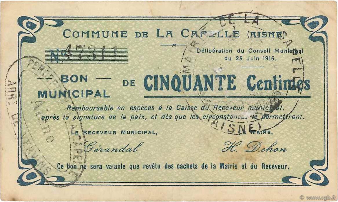 50 Centimes FRANCE regionalismo e varie  1915 JP.02-0397 BB