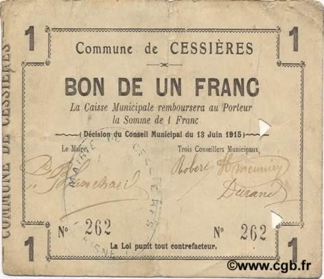 1 Franc FRANCE regionalismo y varios  1915 JP.02-0426 MBC