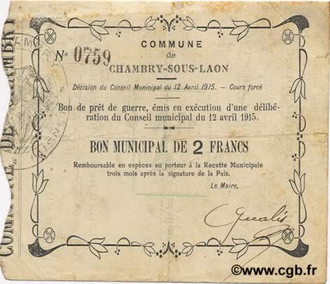 2 Francs FRANCE regionalismo y varios  1915 JP.02-0442 MBC