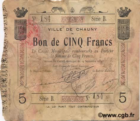 5 Francs FRANCE regionalismo y varios  1914 JP.02-0453 BC